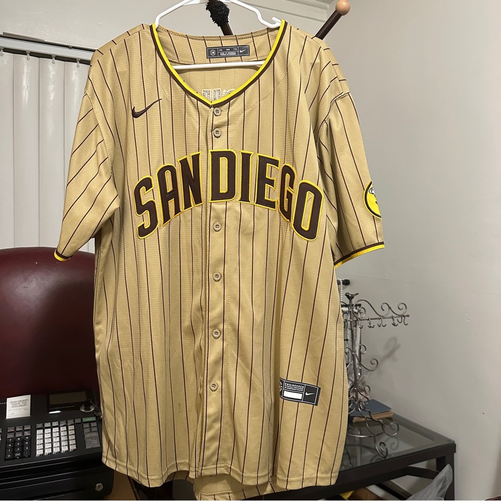San Diego Padres Manny Machado #13 Nike Pinstripe Jersey Tan Mens XXL MLB